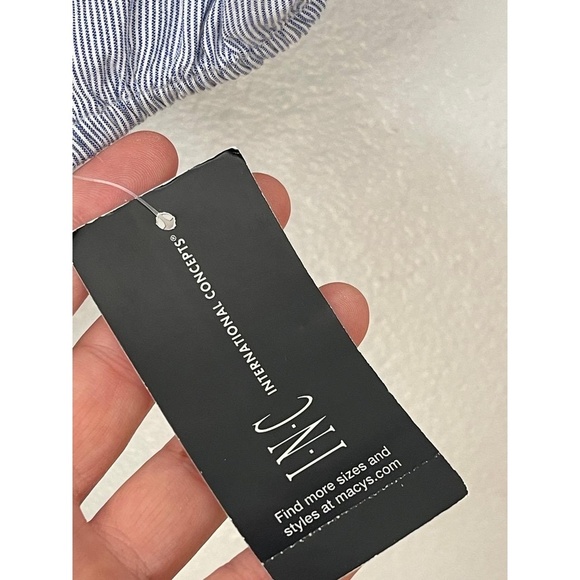 INC Off the Shoulder Blue with Hot Pink Embroidered Smocked Size S Bohemian Chic - Picture 9 of 10